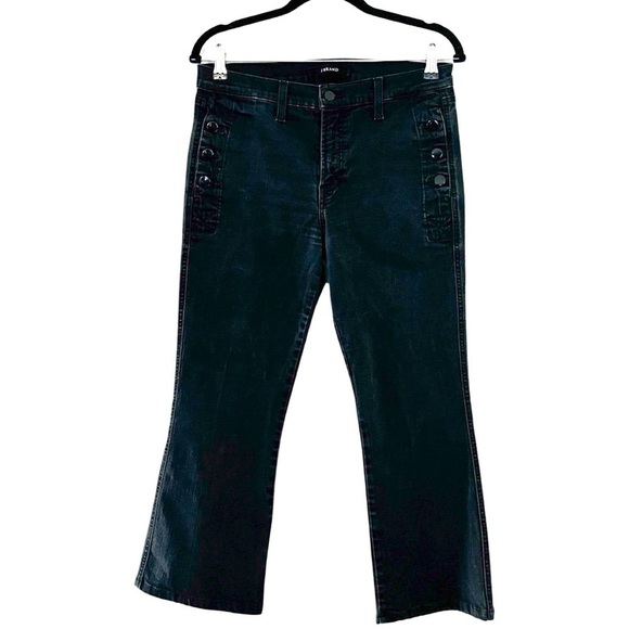 J BRAND Zion Vanity Sailor Buttons Cropped Black Denim Pants Sz 31 - Picture 2 of 8